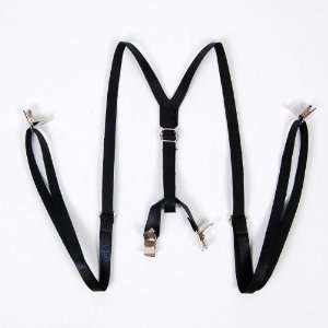    Faux Leather Unisex Clip on Suspenders Black: Everything Else