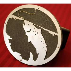  Trout and Fly Laser Cut Stainless Trailer Hitch Cover 