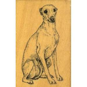  WHIPPET Dog Rubber Stamp   Wood Handle Block Mounted: Arts 