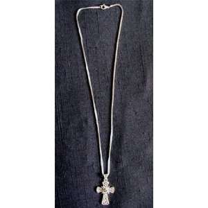  Persian Onyx Silver Cross Pendant with Chain #1464 