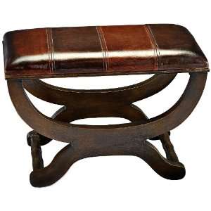  Howard Elliott Collection Two Tone Faux Leather Ottoman 