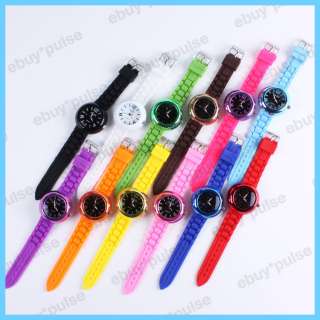 Fashion Candy Silicon Band Unisex Sport Quartz Jelly Wrist Watch Gift 