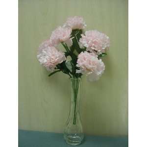  Tanday #20246 Pink Carnation Silk Flower Bush with 7 