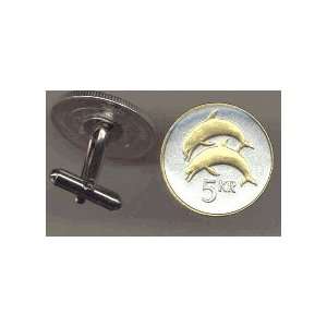   Unique 2 Toned Gold on Silver Iceland Dolphin, Coin Cufflinks: Beauty