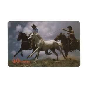   Phone Card 40u Cowboys Roping A Wild Horse (English) 