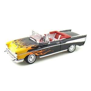  1957 Chevy Bel Air Convertible 1/18 Black w/Flames Toys 