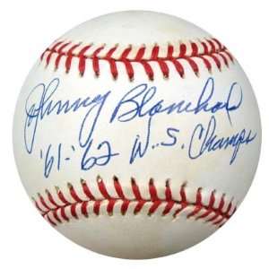  Autographed Johnny Blanchard Baseball   AL 61 62 WS Champs 