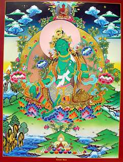 Tibetan Thangka Poster for Dharma GREEN TARA  