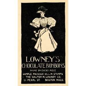  1895 Ad Fashion Hat Walter M Lowneys Chocolate Bonbons 