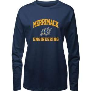 Merrimack Warriors Navy Womens Engineering Arch Long Sleeve T Shirt 