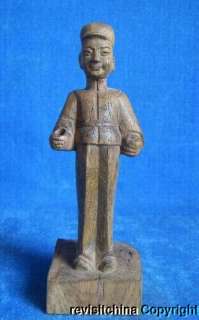 Vintage Finely Carved Wooden Statue Of Guarder  