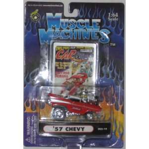 com Muscle Machines Red Edelbrock 57 CHEVY   164 Scale Die Cast Car 
