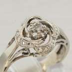   Edwardian Vintage Estate 14K White Gold Diamond Fashion Ring  