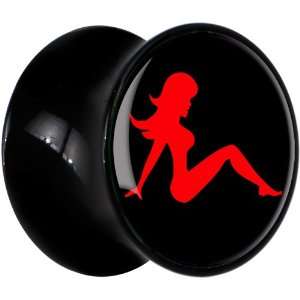    14mm Black Acrylic Black Red Mud Flap Girl Saddle Plug: Jewelry