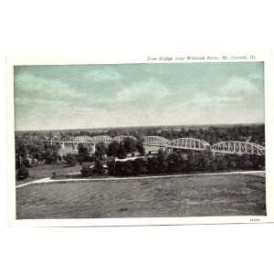   Vintage Postcard   Free Bridge over Wabash River   Mt. Carmel Illinois