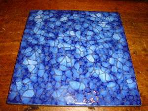 Ceramic Tile Trivet Floral Shades of Blue Italy  