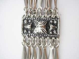 DESIGNER Silver Tone Intricate Chain Cuff Bracelet  