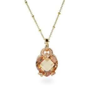  Champagne CZ Heart Gold Vermeil Necklace   16 inches: Eve 