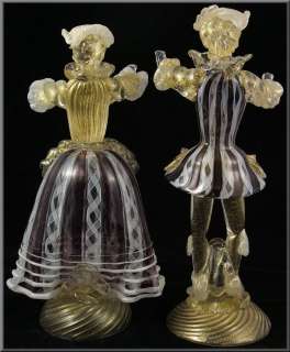 Fine Pair of Venetian Glass Figures / Male & Female  