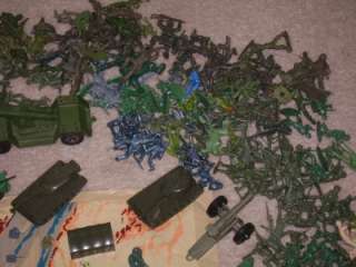 VINTAGE MARX MPC HUGE LOT MILITARY ARMY MEN JEEPS CANNONS TANKS MORE 