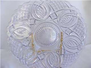 CUT PRESSED GLASS CRYSTAL SERVING SHALLOW BOWL  