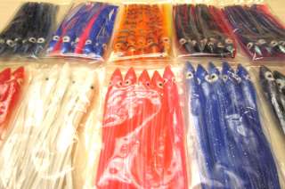 50 4 1/2 115mm HOOCHIE OCTOPUS SQUID SKIRTS UNRIGGED ASSORTED COLORS 