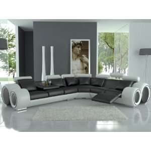  Franco Leather Sectional Sofa   Black / White