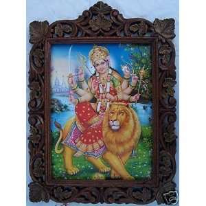  Lord Maa Vaishano Devi Hindu Religious Pic in Wood Fram 