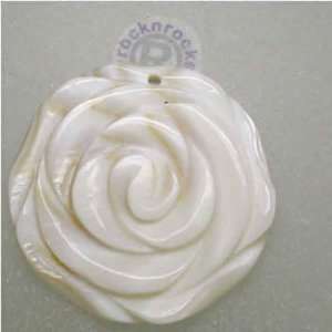 PREMIUM RIVER SHELL MOP 40MM CARVED ROSE PENDANT