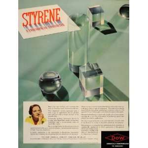  1937 Ad Dow Chemical Monomeric Styrene Plastic Resin 