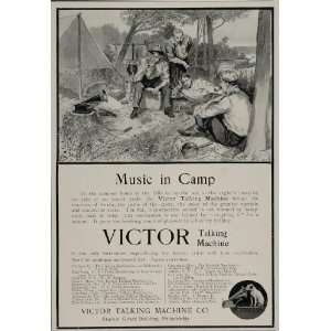 1902 Ad Victor Talking Machine Phonograph Campsite Tent   Original 