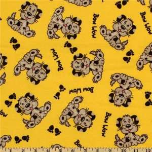   Flannel Dogs & Paws Yellow Fabric By The Yard: Arts, Crafts & Sewing