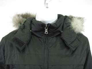 INFINITO Black Raccoon Fur Trim Hooded Jacket Coat Sz M  