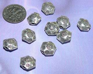Thai Karen Hill Tribe Silver Bead Floral Puff Coin  