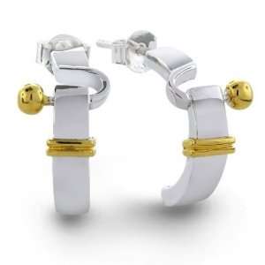   Jewelry Sterling Silver Gold Vermeil Hook and Eye Earrings: Jewelry