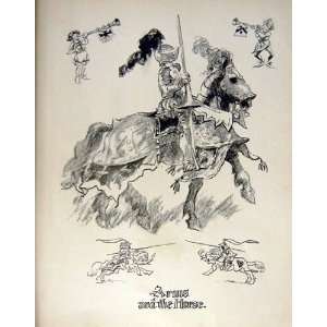   : C1935 Frank Hart Sketch Horse Knight Armour Hunting: Home & Kitchen