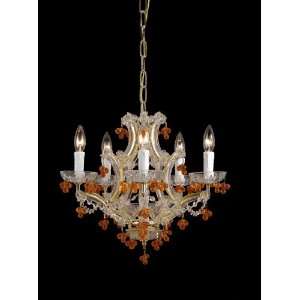 Crystorama Mini Chandelier Adorned with Clear and amber Murano Crystal 