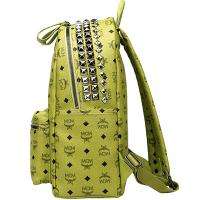 MCM STARK VISETOS Leather Backpack Lime NWT Medium Authentic 12 S/S 