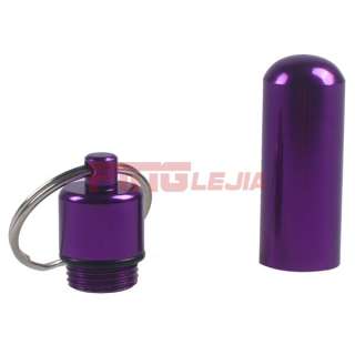 Small Purple Aluminum Pill Medicine Box Case Holder Container w 