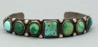 Early Circa 1910 Navajo Turquoise Silver Ingot Bracelet  