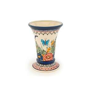  Polish Pottery Floral Butterfly Small Vase: Home & Kitchen