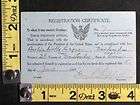Original 1917 WWI World War I Registration Certificate for Archie W 