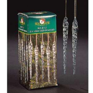 TWISTED CLEAR GLASS ICICLE ORNAMENTS 12 PC:  Home & Kitchen