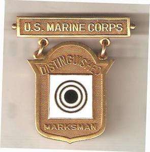 1939 USMC Distinguished Marksman Pin Badge 18K Gold U.S.M.C. Cpl. John 