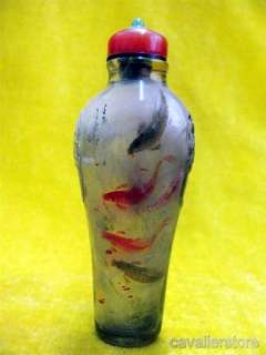 Chinese Natural Crystal Inside drawing Carp Snuff Bottle  