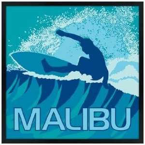 Malibu Surfer 21 Square Black Giclee Wall Art 