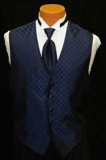 Mens Navy/Dark Blue Tuxedo Vest/Tie Set   All Sizes  
