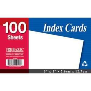   100 Ct. 3 X 5 Unruled White Index Card Case Pack 36
