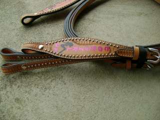 COW GIRL UP HAND PAINTED MADCOW LEATHER WESTERN BRIDLE HEADSTALL 