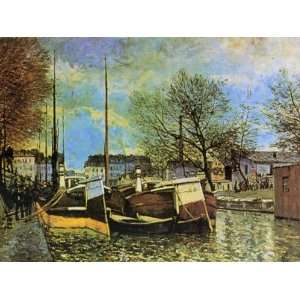  Oil Painting Barges on the Saint Martin Canal Alfred 